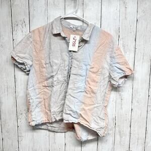 Madewell Shirt Women Size Small Stripe Collared Short Sleeve Button Front Blouse